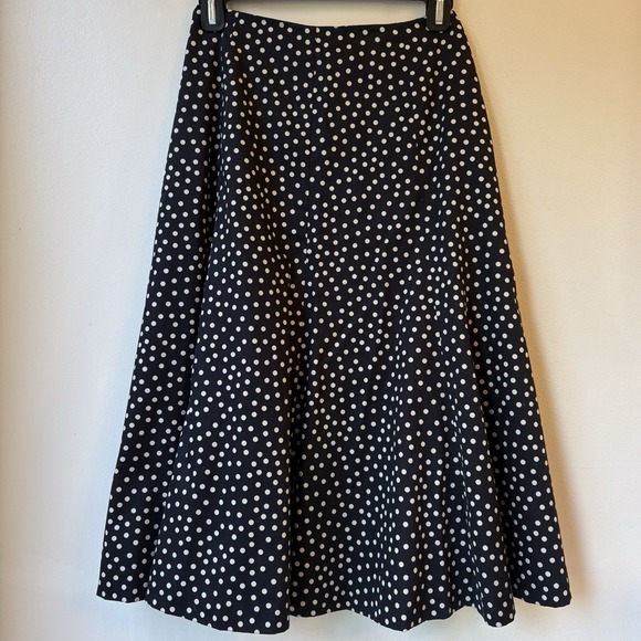 Jones New York Women's Polka Dot Cotton Midi Skirt Size 6 Black Tan Fairy Party - Picture 4 of 6
